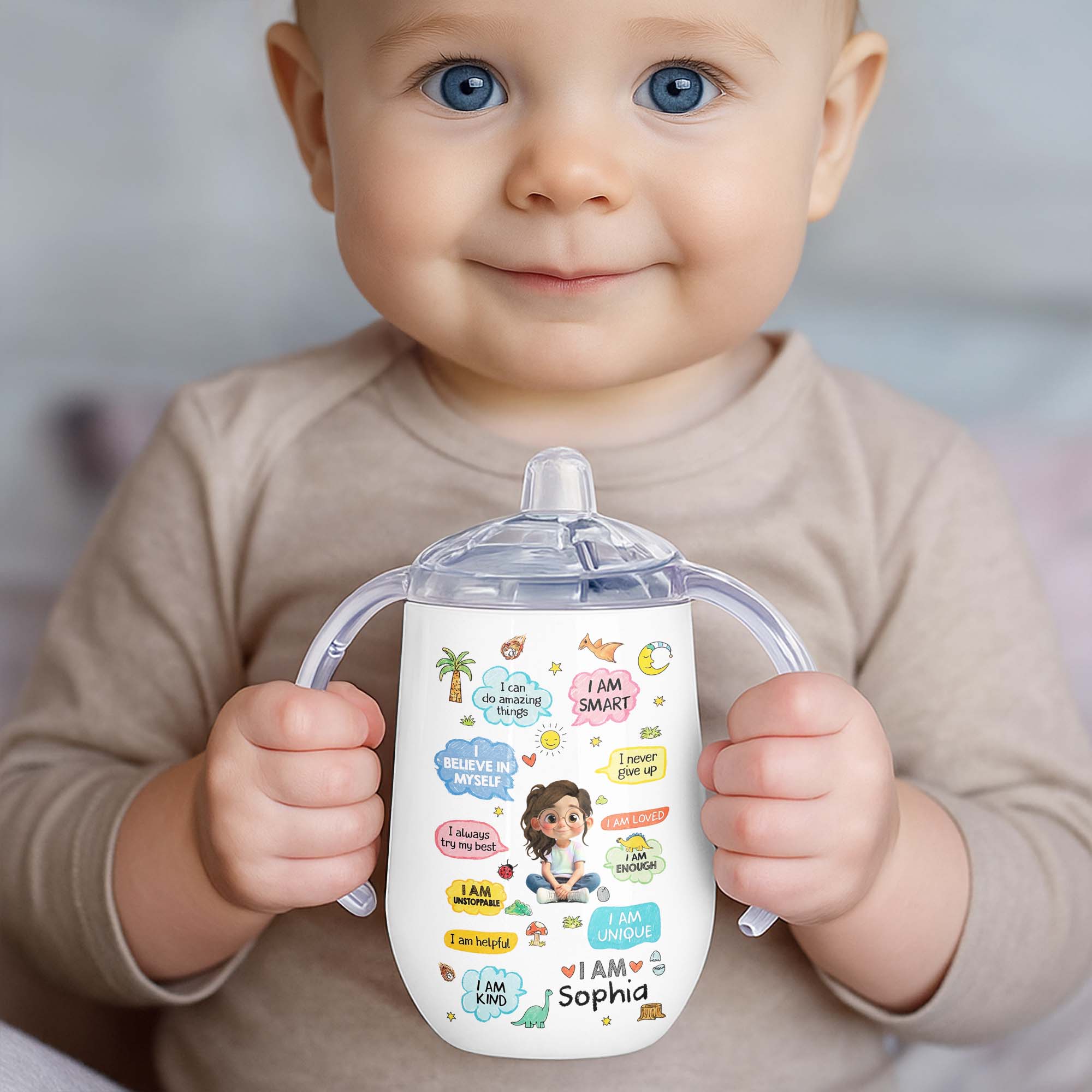Personalized Stainless Steel Sippy Cup Custom Name Gift for Kids