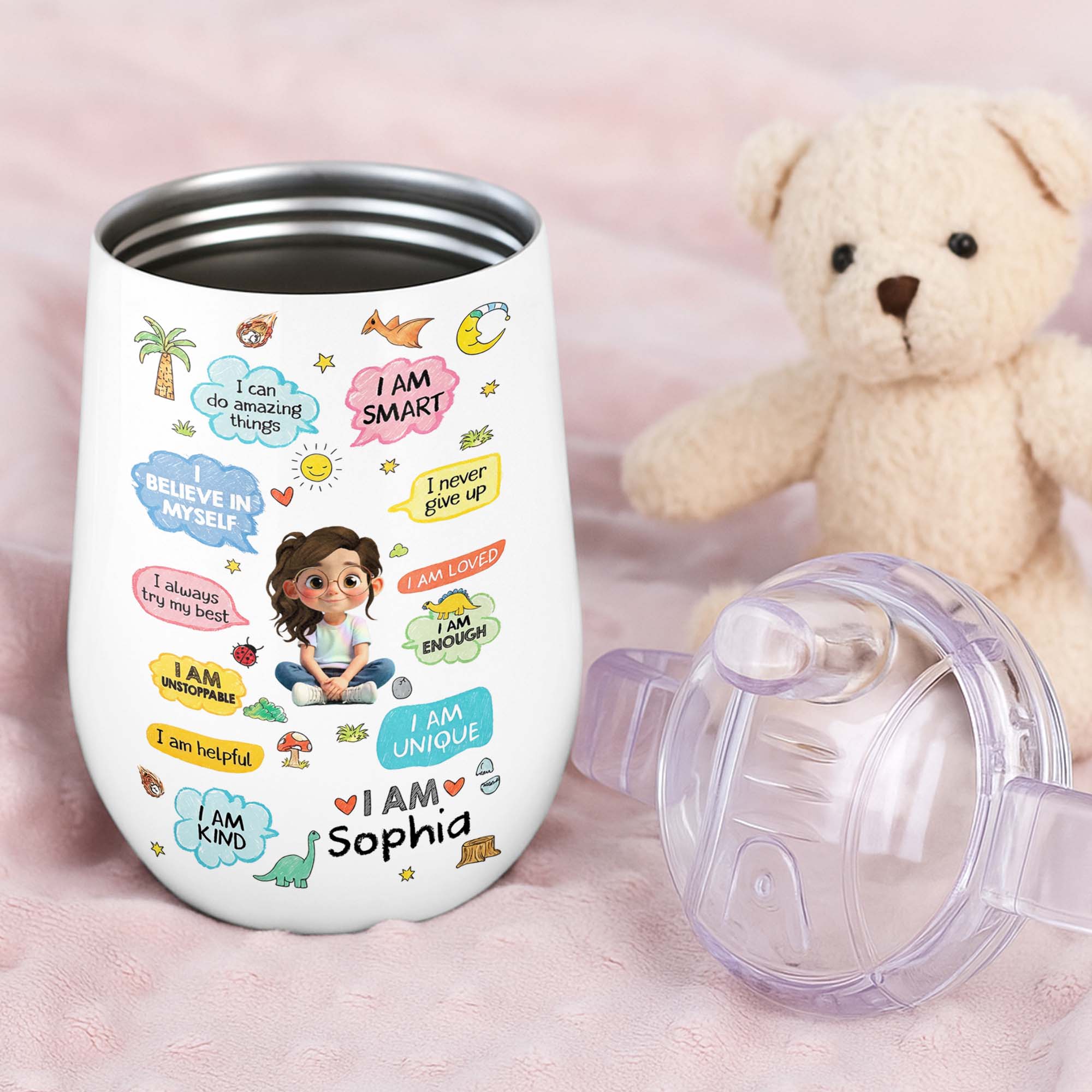 Personalized Stainless Steel Sippy Cup Custom Name Gift for Kids