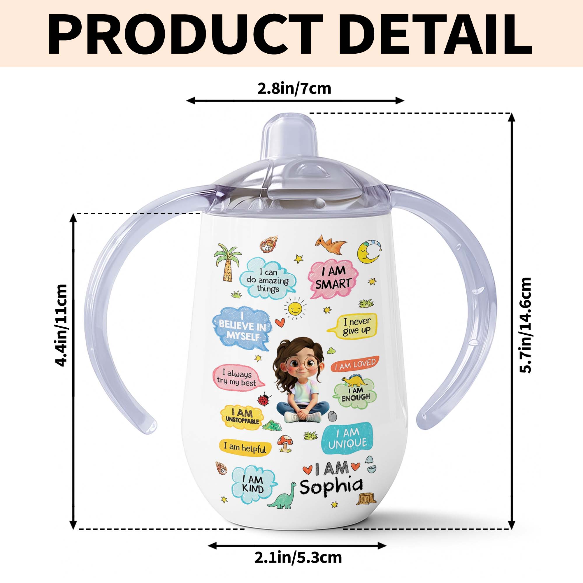 Personalized Stainless Steel Sippy Cup Custom Name Gift for Kids