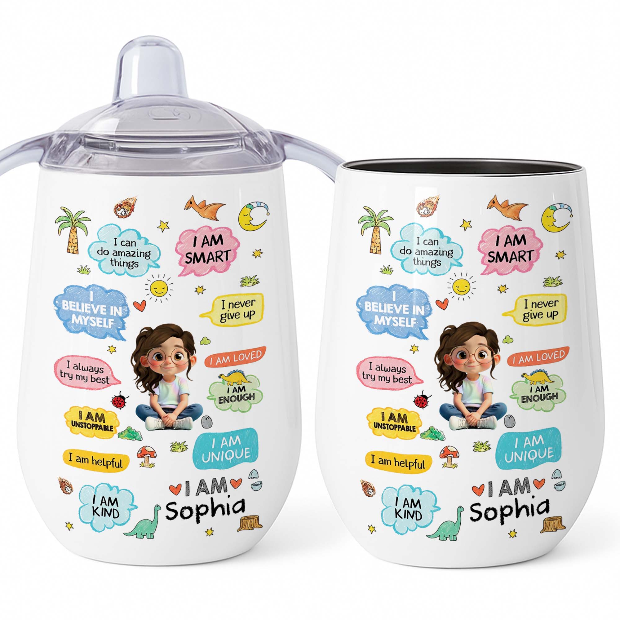 Personalized Stainless Steel Sippy Cup Custom Name Gift for Kids