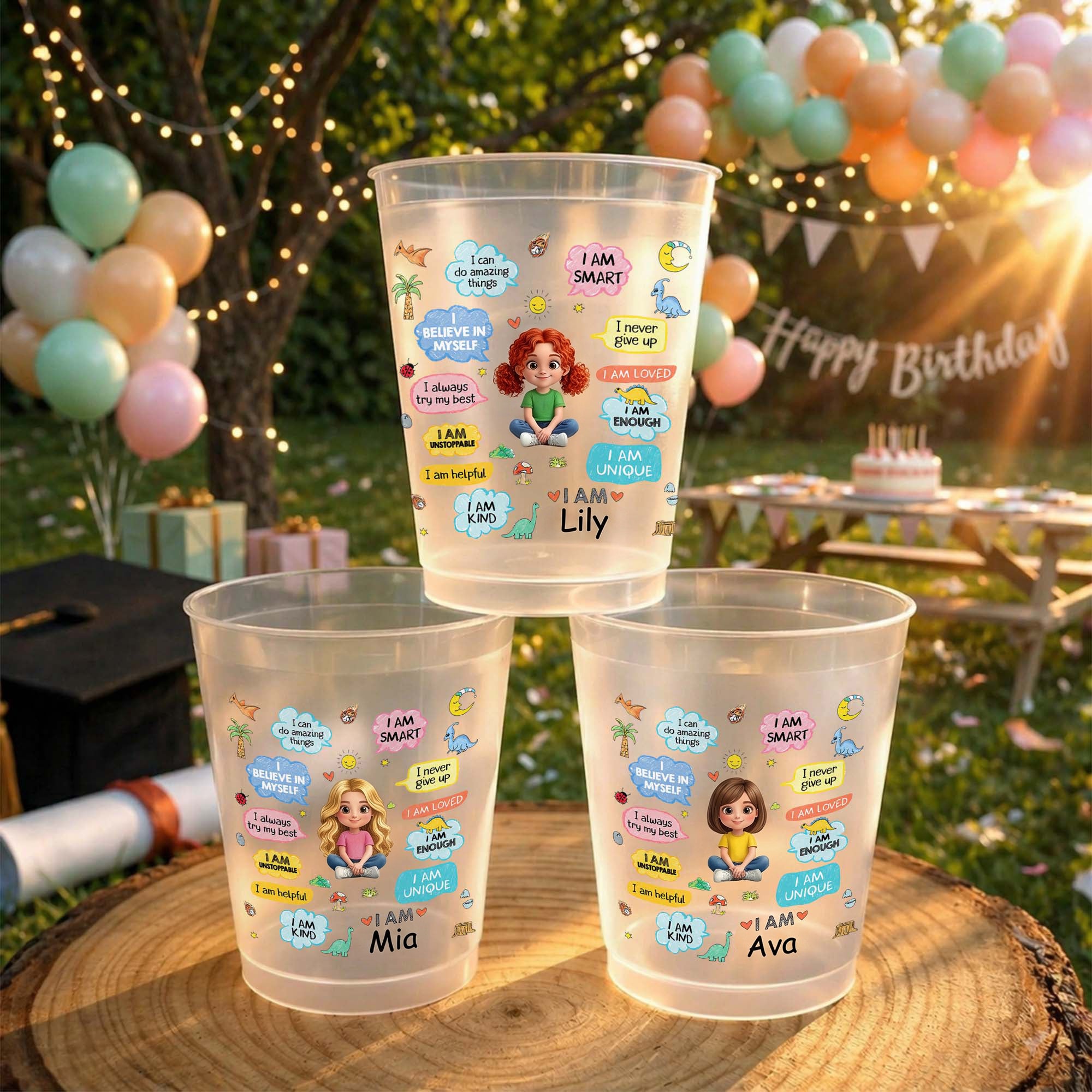 Personalized Frosted Cups Custom Name Kids Dinosaur Gift