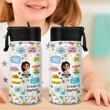 Load image into Gallery viewer, Personalized Kids Water Bottle with Straw Custom Name Dinosaur Design
