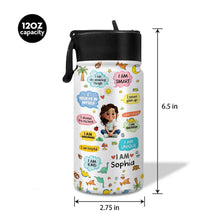 Load image into Gallery viewer, Personalized Kids Water Bottle with Straw Custom Name Dinosaur Design
