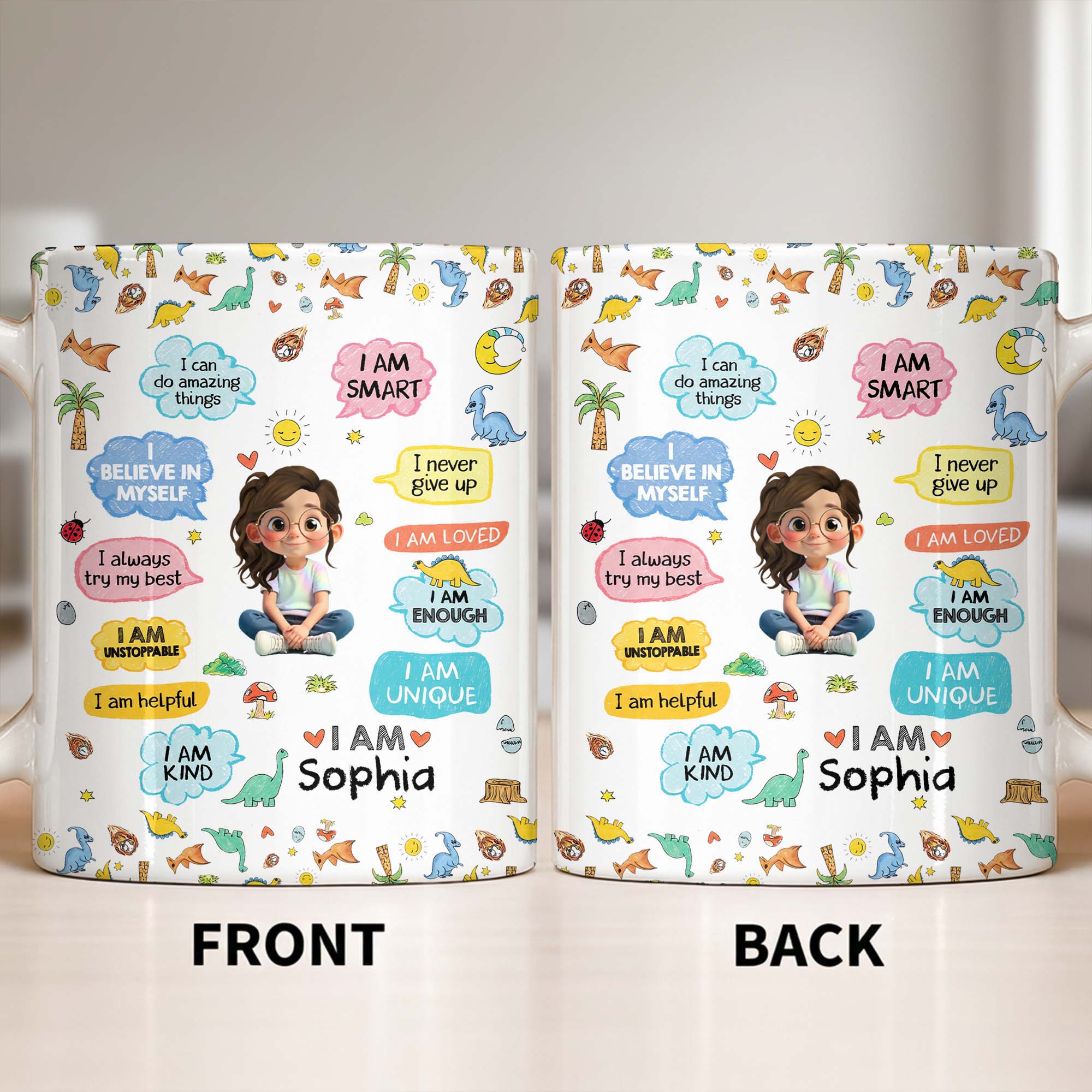 Personalized Dinosaur Affirmations Coffee Mug for Kids