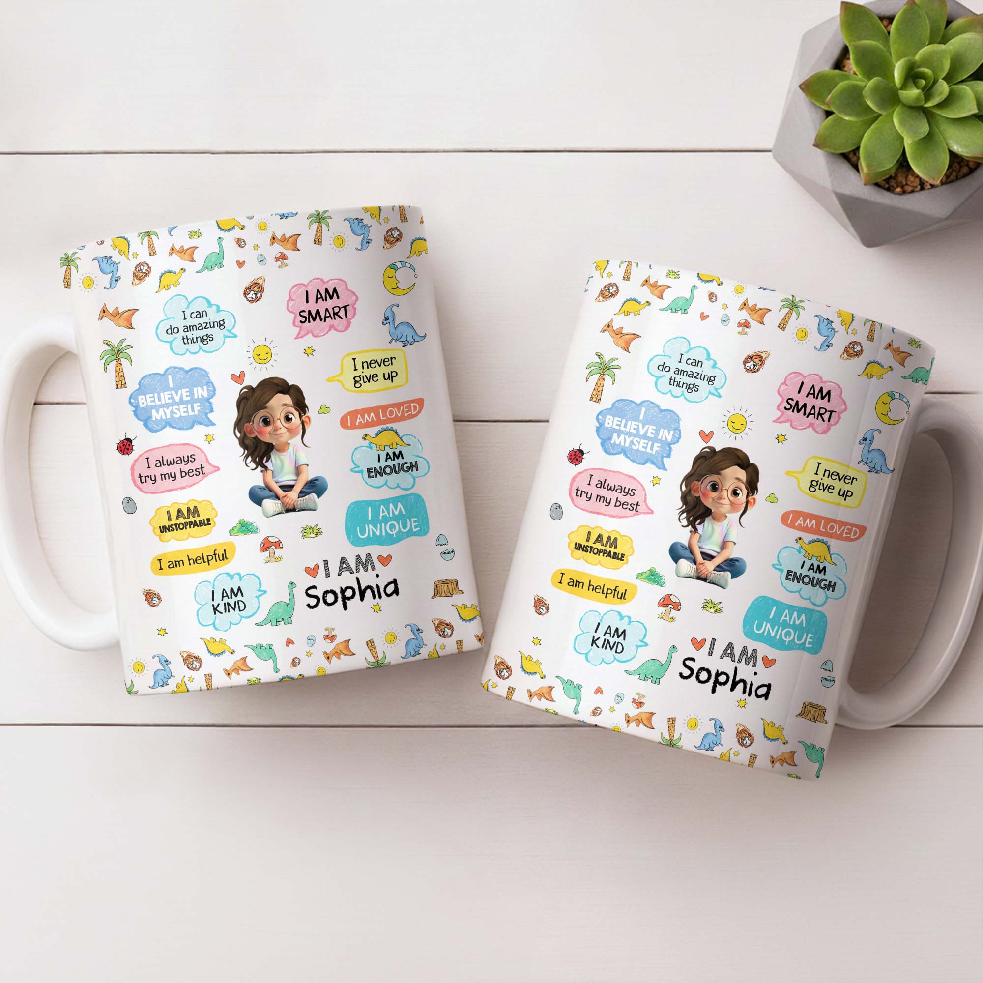 Personalized Dinosaur Affirmations Coffee Mug for Kids