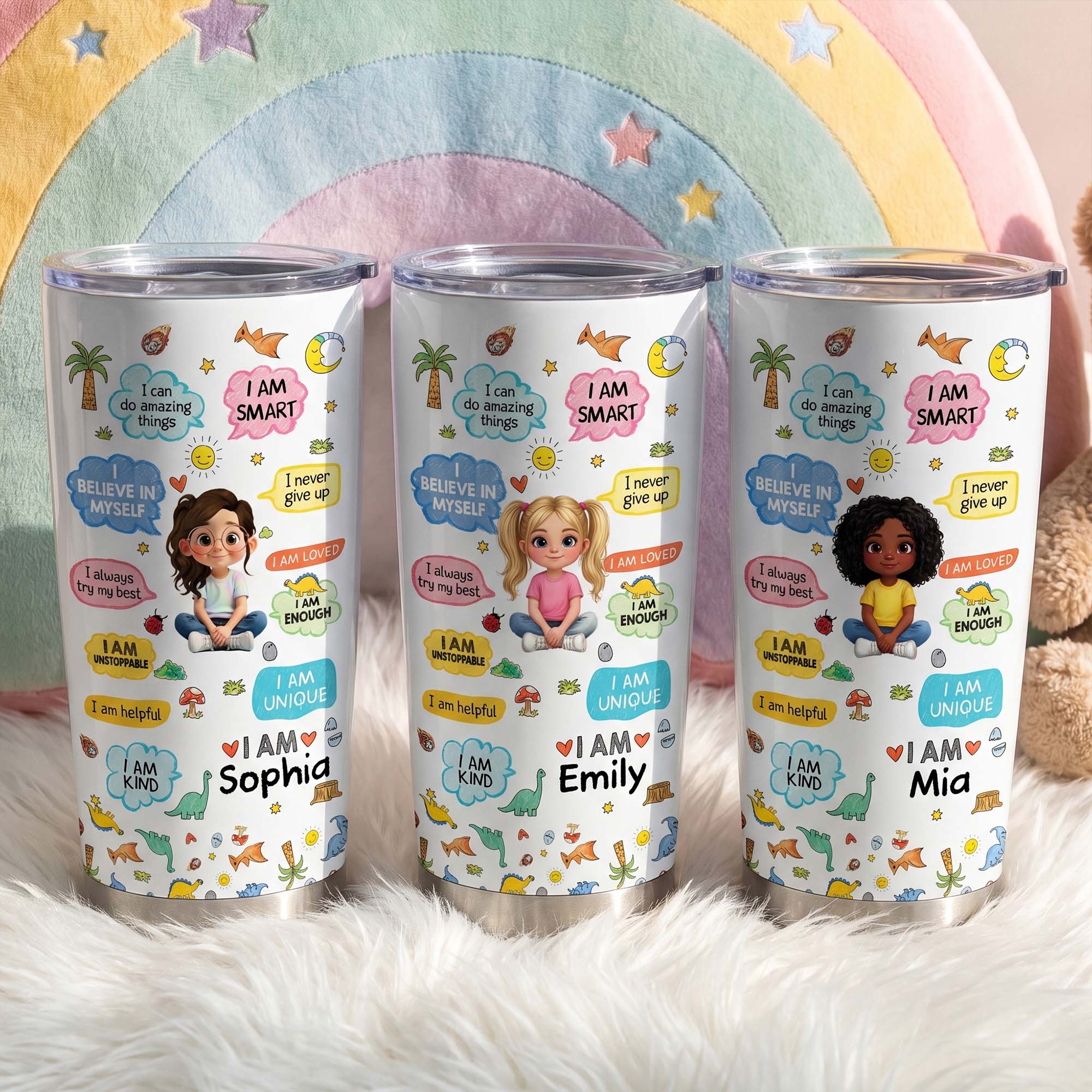 Personalized Kids Affirmations Tumbler 20oz Custom Name Gift