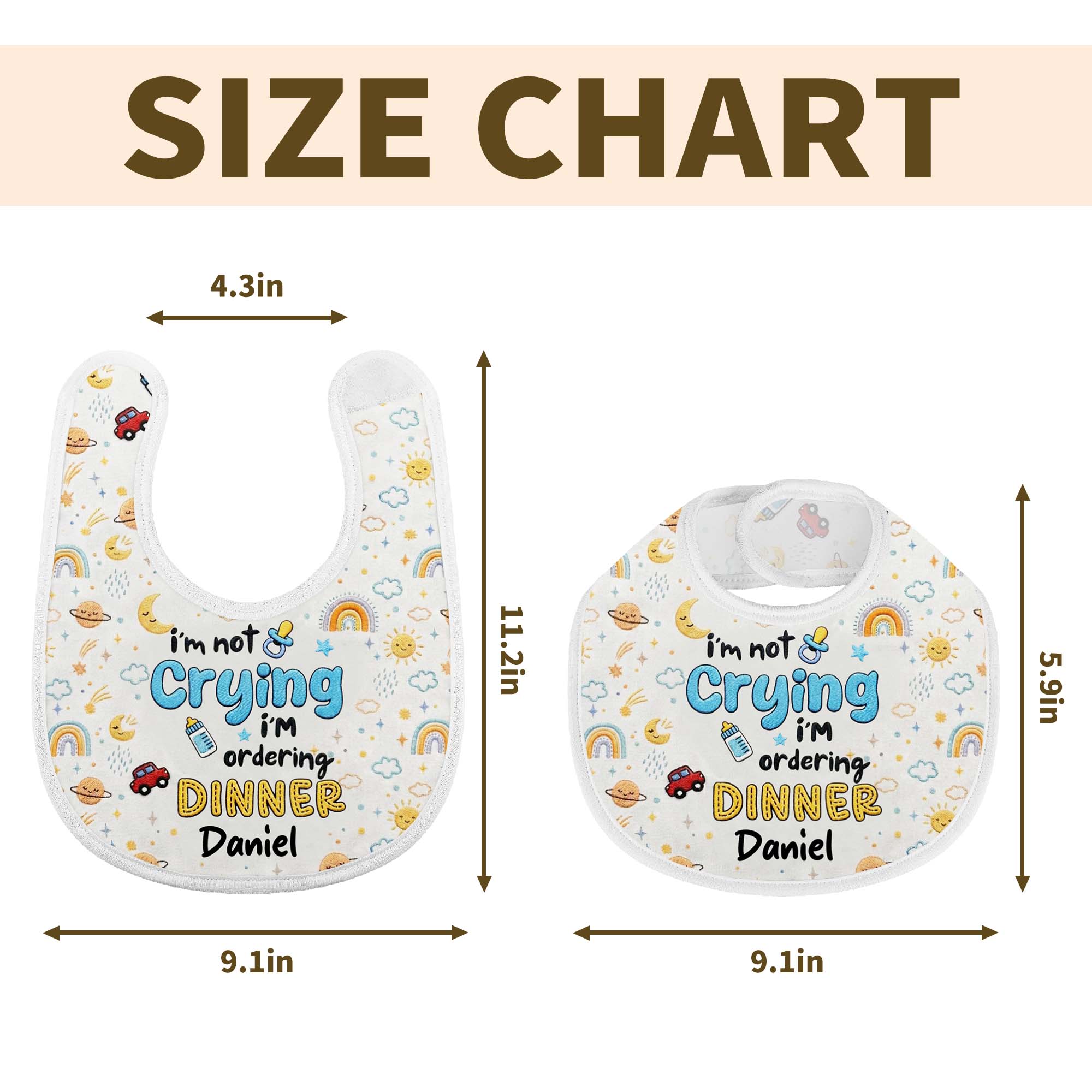 Personalized Funny Baby Bib Custom Name Rainbow Design Gift