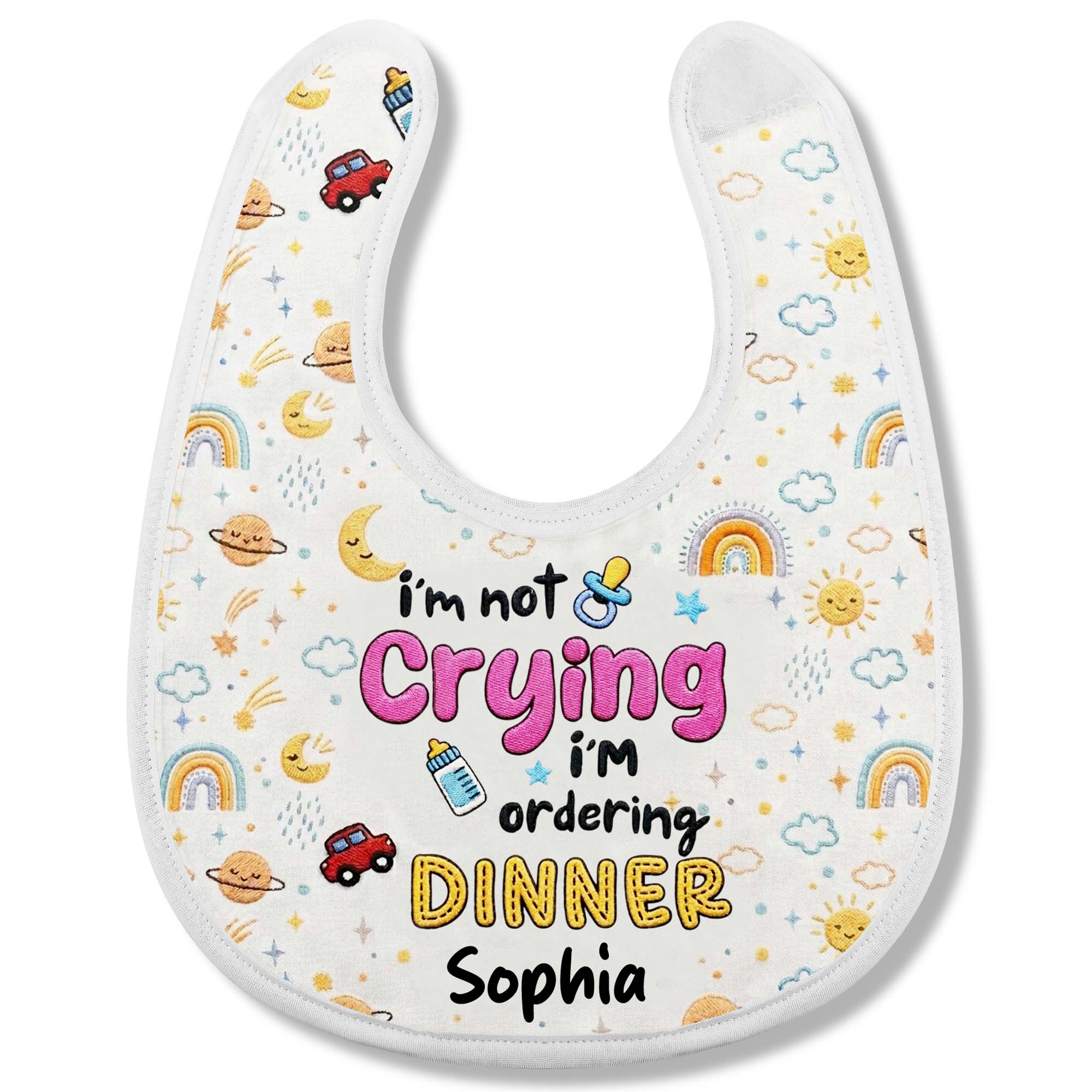 Personalized Funny Baby Bib Custom Name Rainbow Design Gift