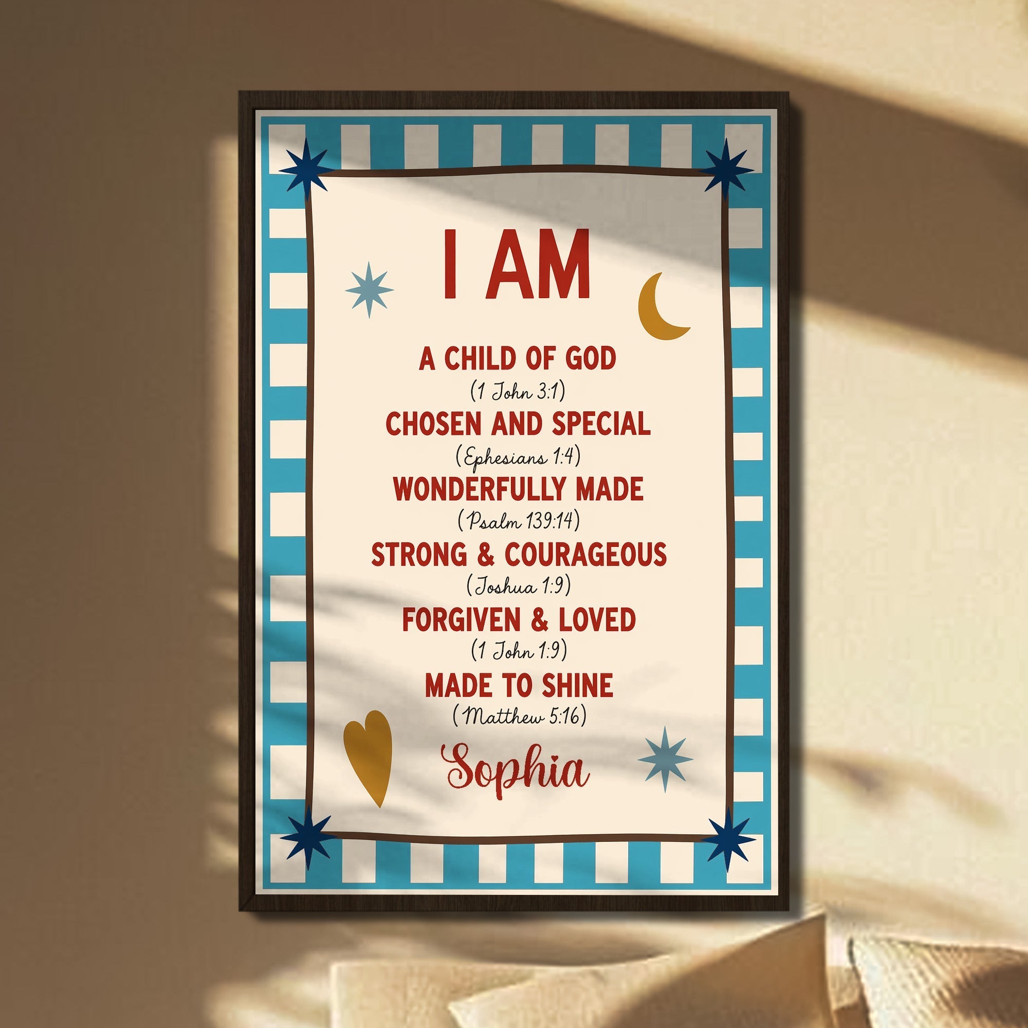 Personalized Vertical Poster Child of God Bible Verse Gifts for Kids