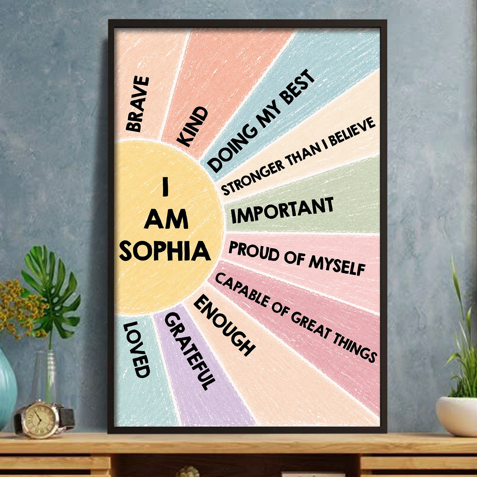 Personalized Kids Affirmation Poster Custom Name Gift