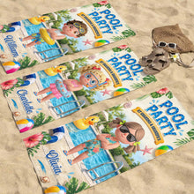 Load image into Gallery viewer, Personalized Microfiber Beach Towel Custom Name Summer Flowers Gift for Kids
