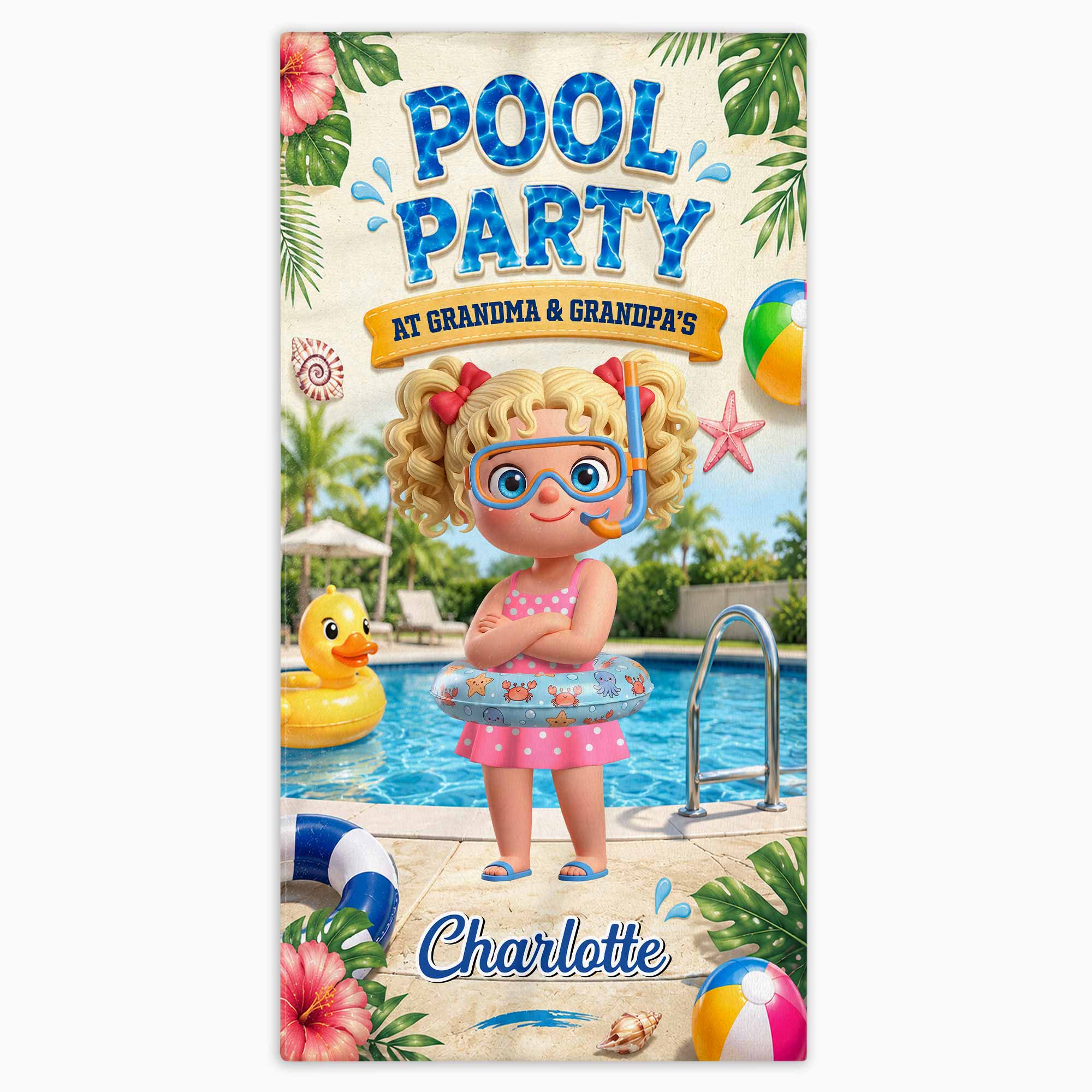 Personalized Microfiber Beach Towel Custom Name Summer Flowers Gift for Kids