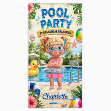 Load image into Gallery viewer, Personalized Microfiber Beach Towel Custom Name Summer Flowers Gift for Kids
