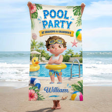 Load image into Gallery viewer, Personalized Microfiber Beach Towel Custom Name Summer Flowers Gift for Kids
