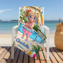 Load image into Gallery viewer, Personalized Microfiber Beach Towel Custom Name Summer Flowers Gift for Kids
