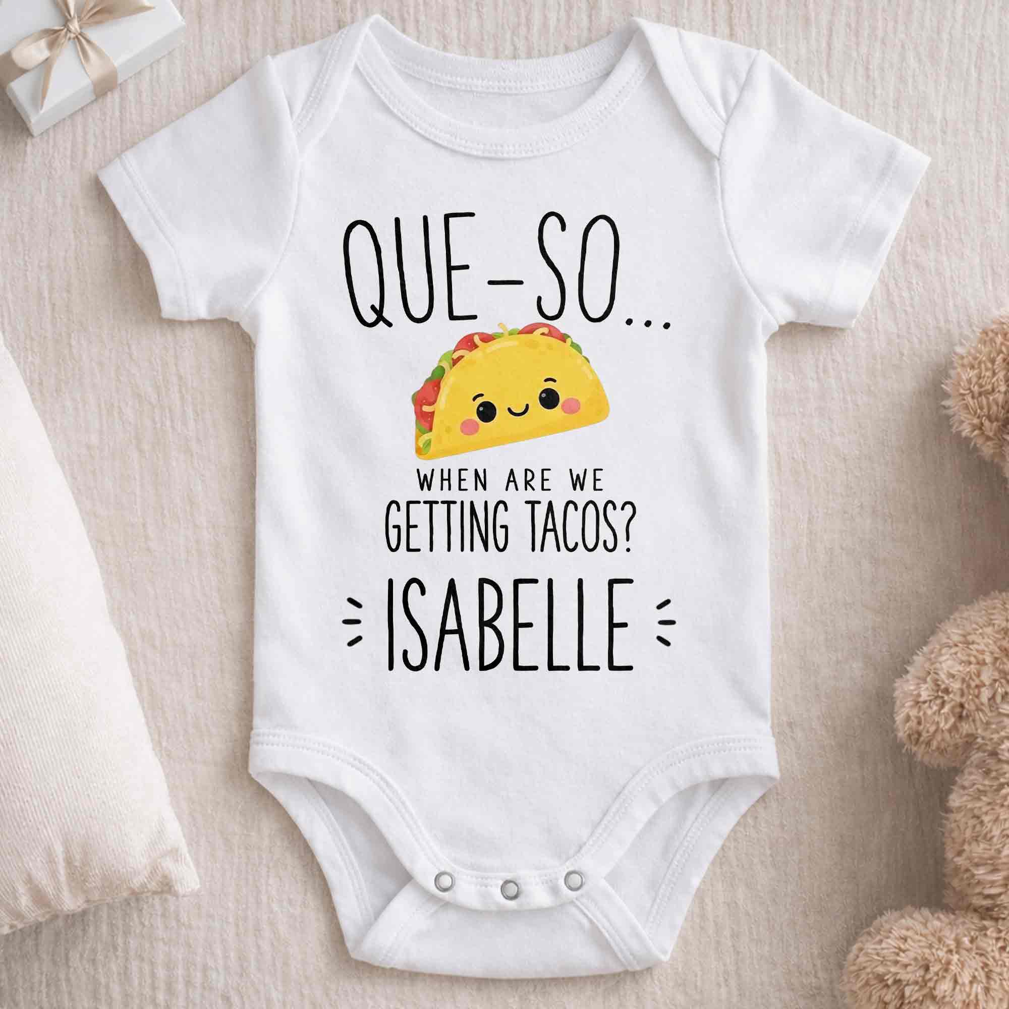 Personalized Cute Taco Baby Onesie Custom Name Gift for Kids