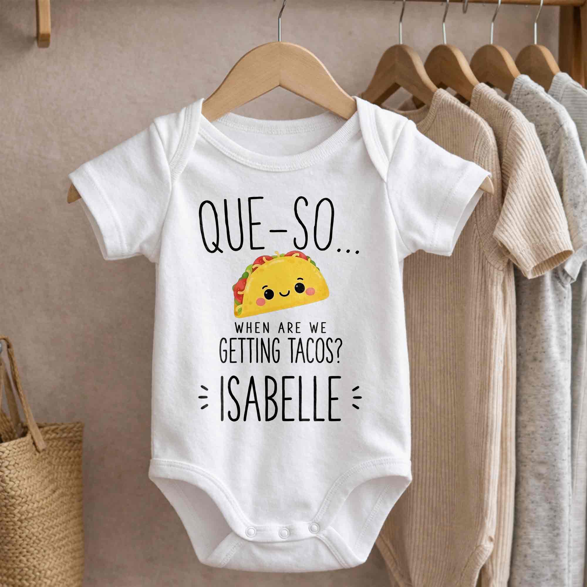 Personalized Cute Taco Baby Onesie Custom Name Gift for Kids