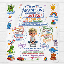 Load image into Gallery viewer, Personalized Custom Blanket with Crayon Art for Grandson
