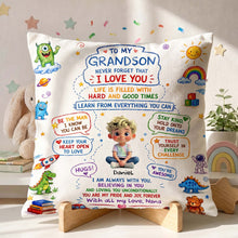 Load image into Gallery viewer, Personalized Dinosaur Pillow Custom Message Gift for Grandson
