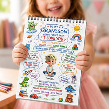 Load image into Gallery viewer, Personalized Sketch Book for Grandson with Dinosaurs Gift
