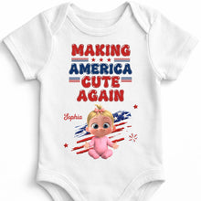 Load image into Gallery viewer, Personalized Baby Onesie Custom Name American Flag Gift
