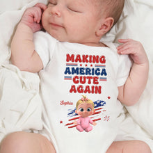 Load image into Gallery viewer, Personalized Baby Onesie Custom Name American Flag Gift
