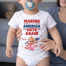 Load image into Gallery viewer, Personalized Baby Onesie Custom Name American Flag Gift
