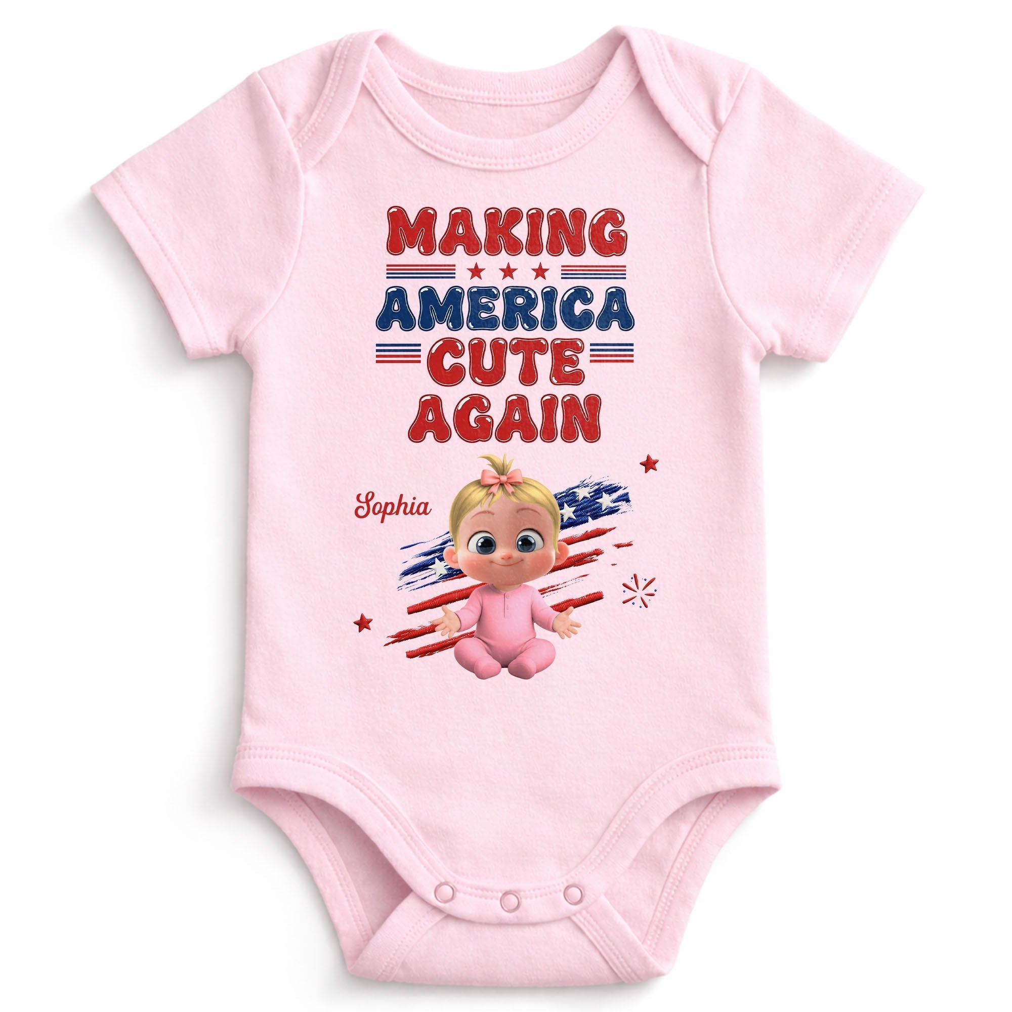 Personalized Baby Onesie Custom Name American Flag Gift
