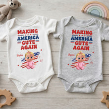 Load image into Gallery viewer, Personalized Baby Onesie Custom Name American Flag Gift
