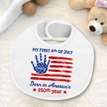 Load image into Gallery viewer, Personalized 4th of July Baby Bib Custom Name American Flag Gift
