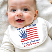Load image into Gallery viewer, Personalized 4th of July Baby Bib Custom Name American Flag Gift
