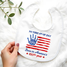 Load image into Gallery viewer, Personalized 4th of July Baby Bib Custom Name American Flag Gift
