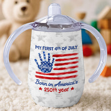 Load image into Gallery viewer, Personalized 4th of July American Flag Sippy Cup Custom Name Gift for Kids
