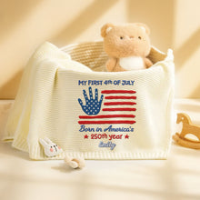 Load image into Gallery viewer, Personalized Baby Blanket Custom Name Flag Design 4th Of July Gift
