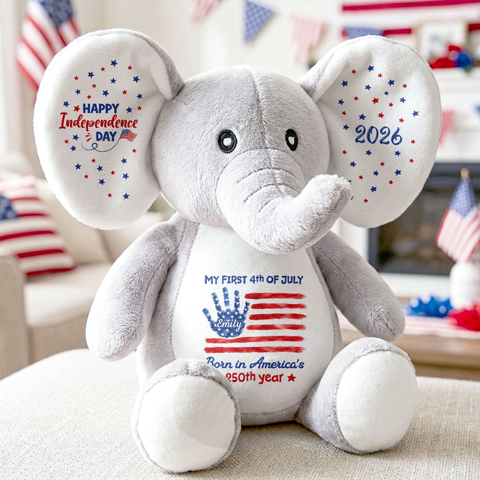 Personalized Elephant Stuffed Animal Custom Name Gift for Kids