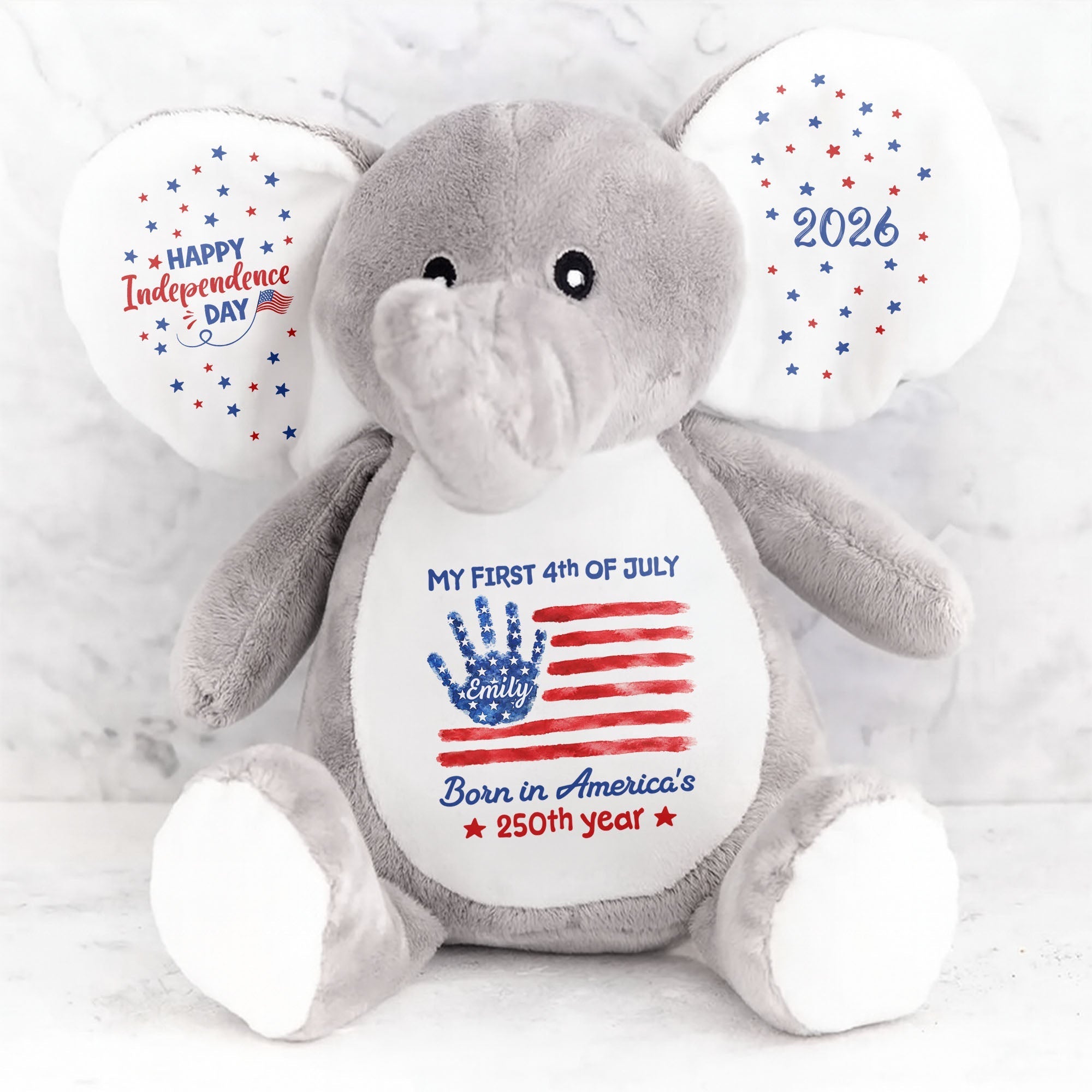 Personalized Elephant Stuffed Animal Custom Name Gift for Kids