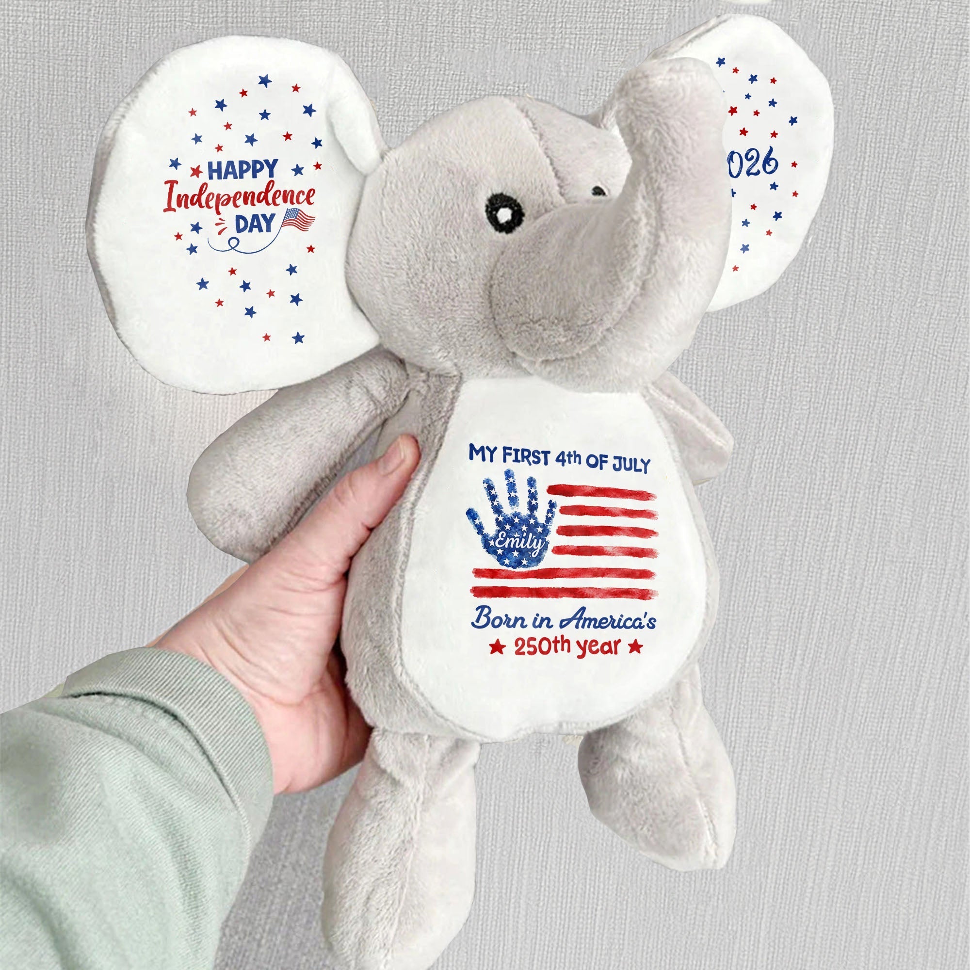 Personalized Elephant Stuffed Animal Custom Name Gift for Kids