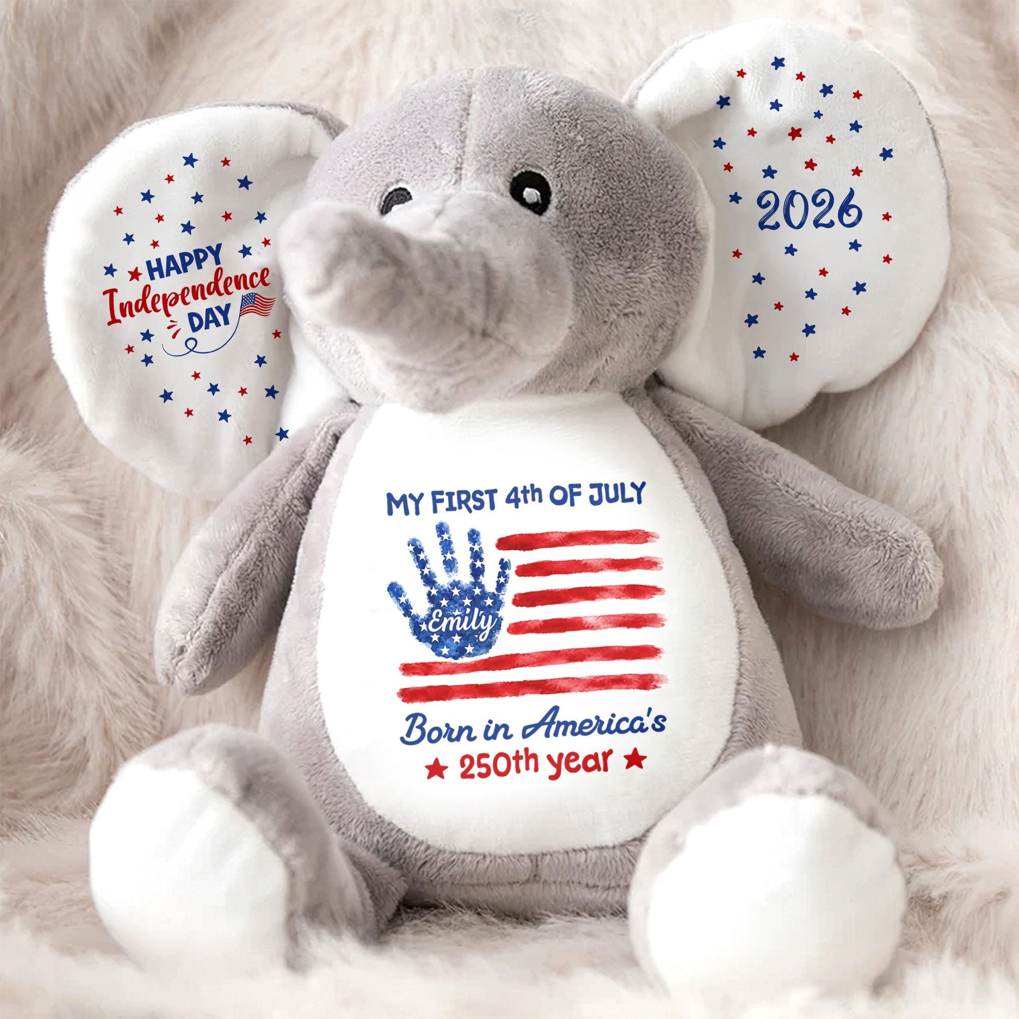 Personalized Elephant Stuffed Animal Custom Name Gift for Kids