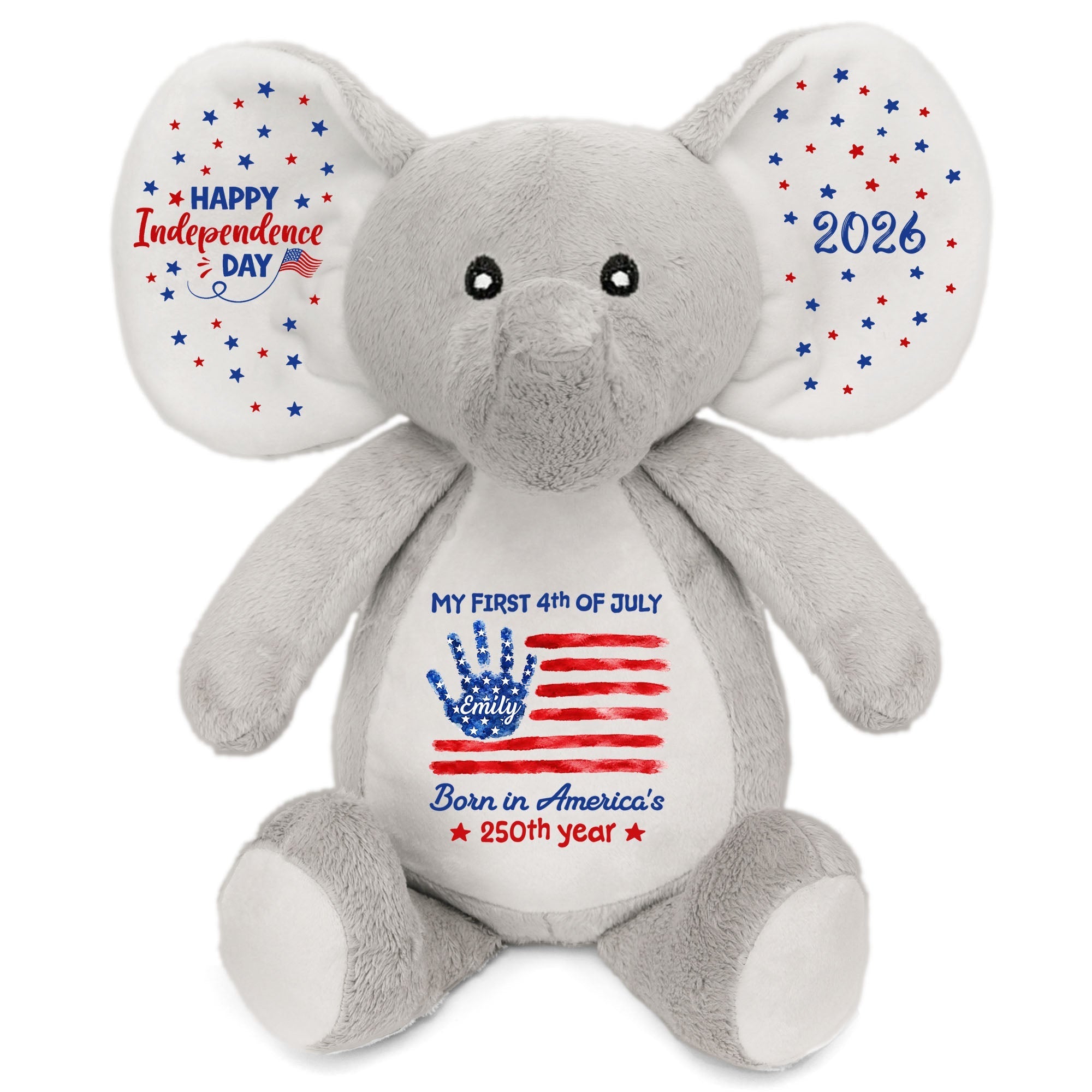 Personalized Elephant Stuffed Animal Custom Name Gift for Kids