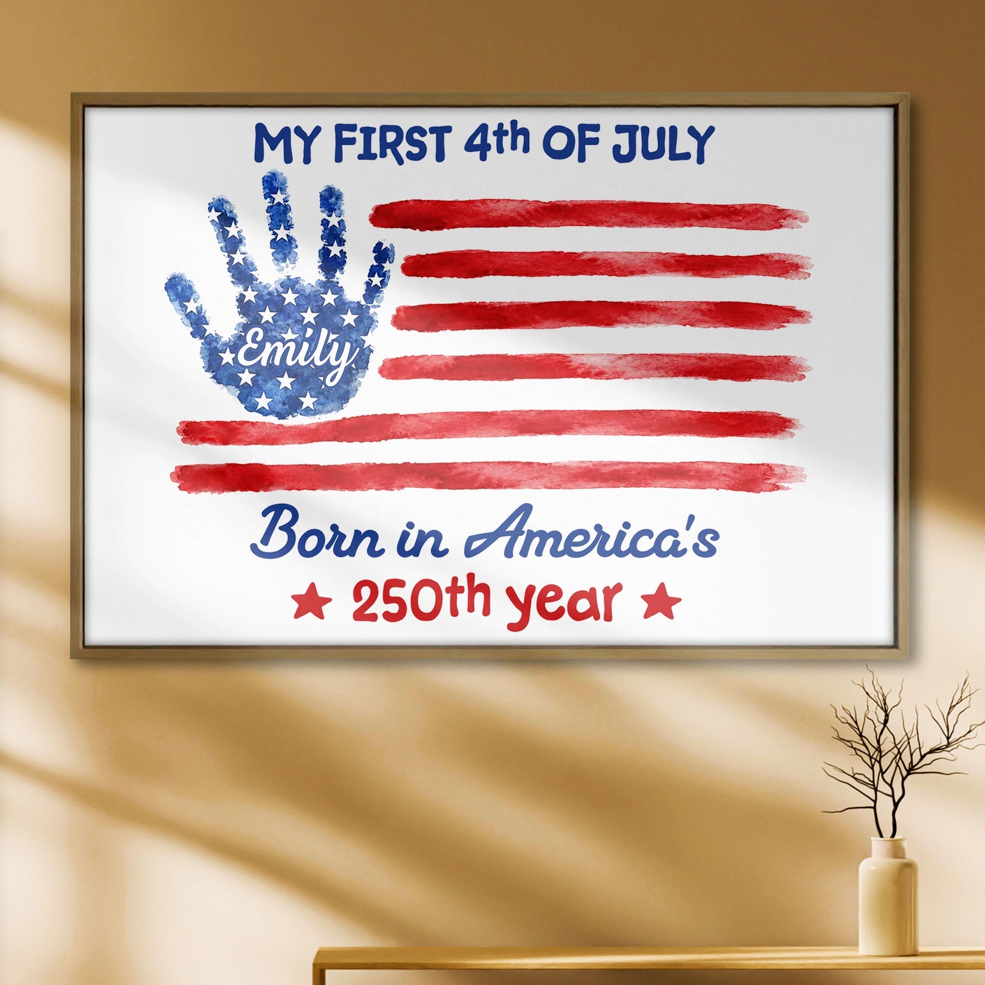 Personalized 4th of July Handprint Poster Custom Name Gift for Baby
