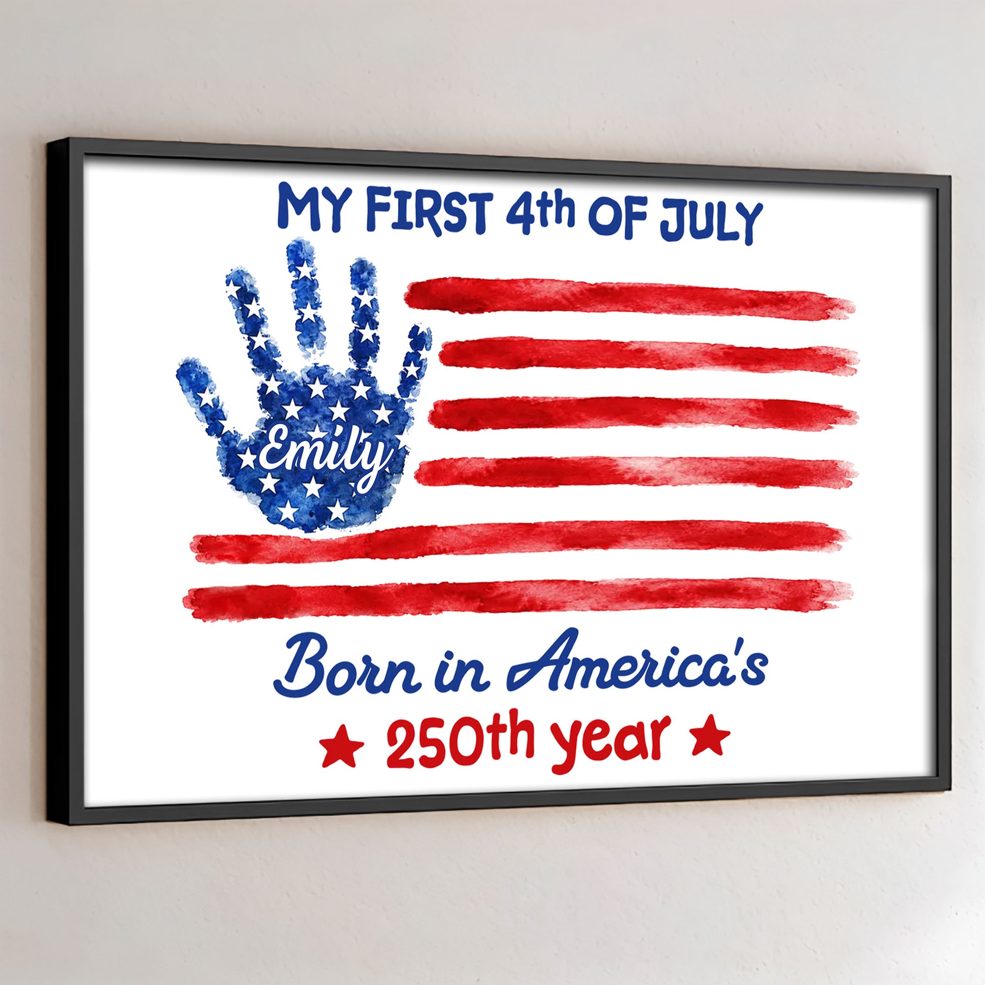 Personalized 4th of July Handprint Poster Custom Name Gift for Baby
