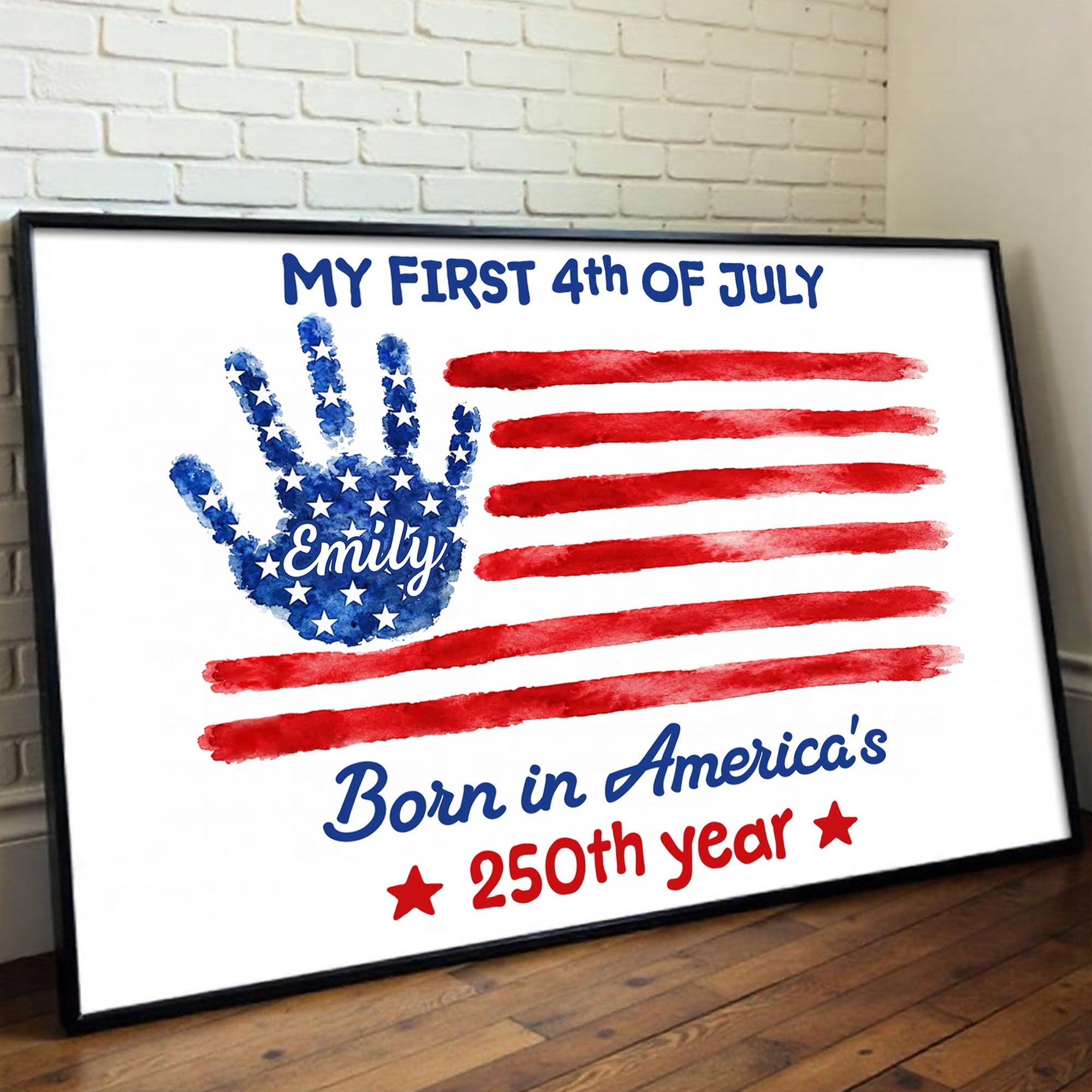 Personalized 4th of July Handprint Poster Custom Name Gift for Baby