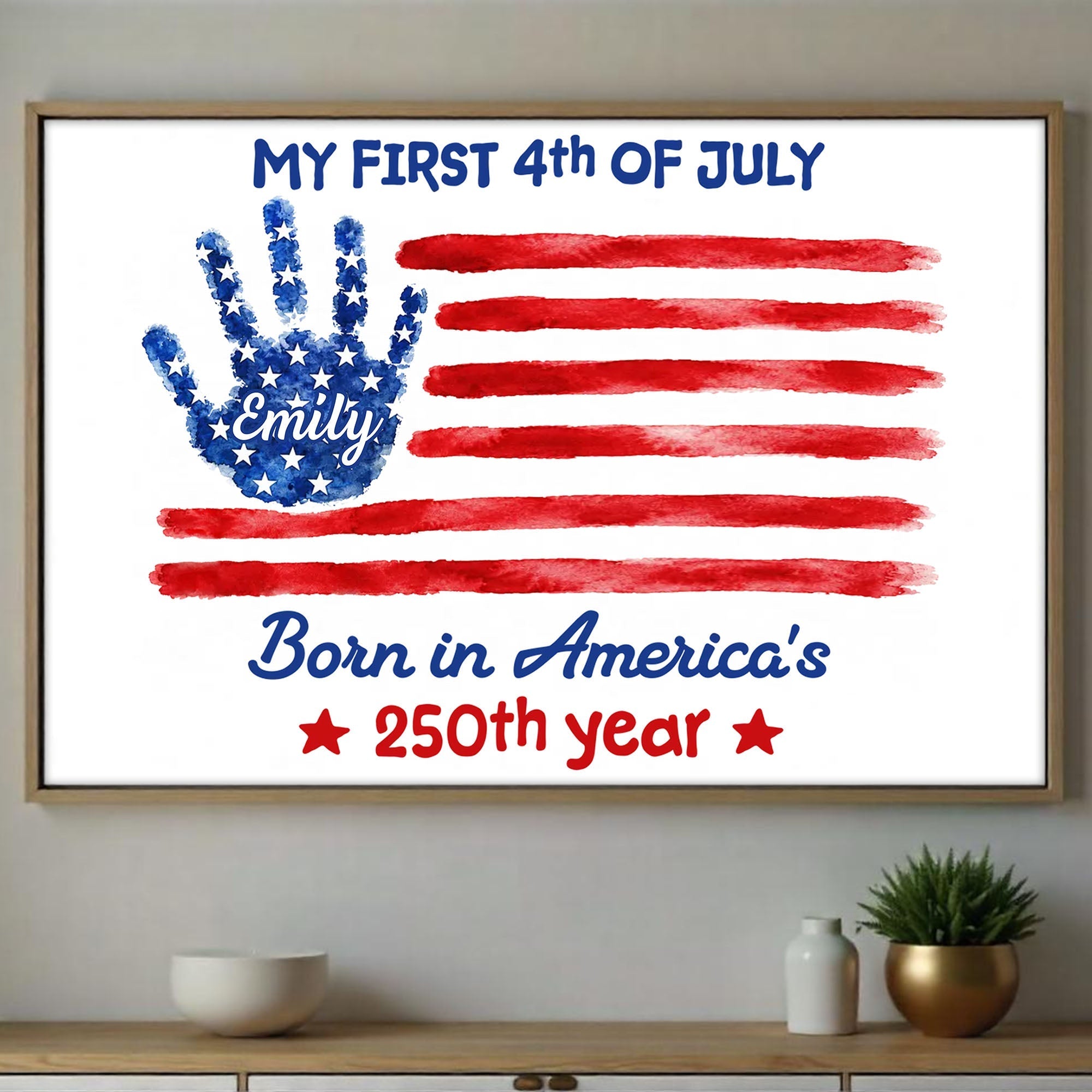 Personalized 4th of July Handprint Poster Custom Name Gift for Baby
