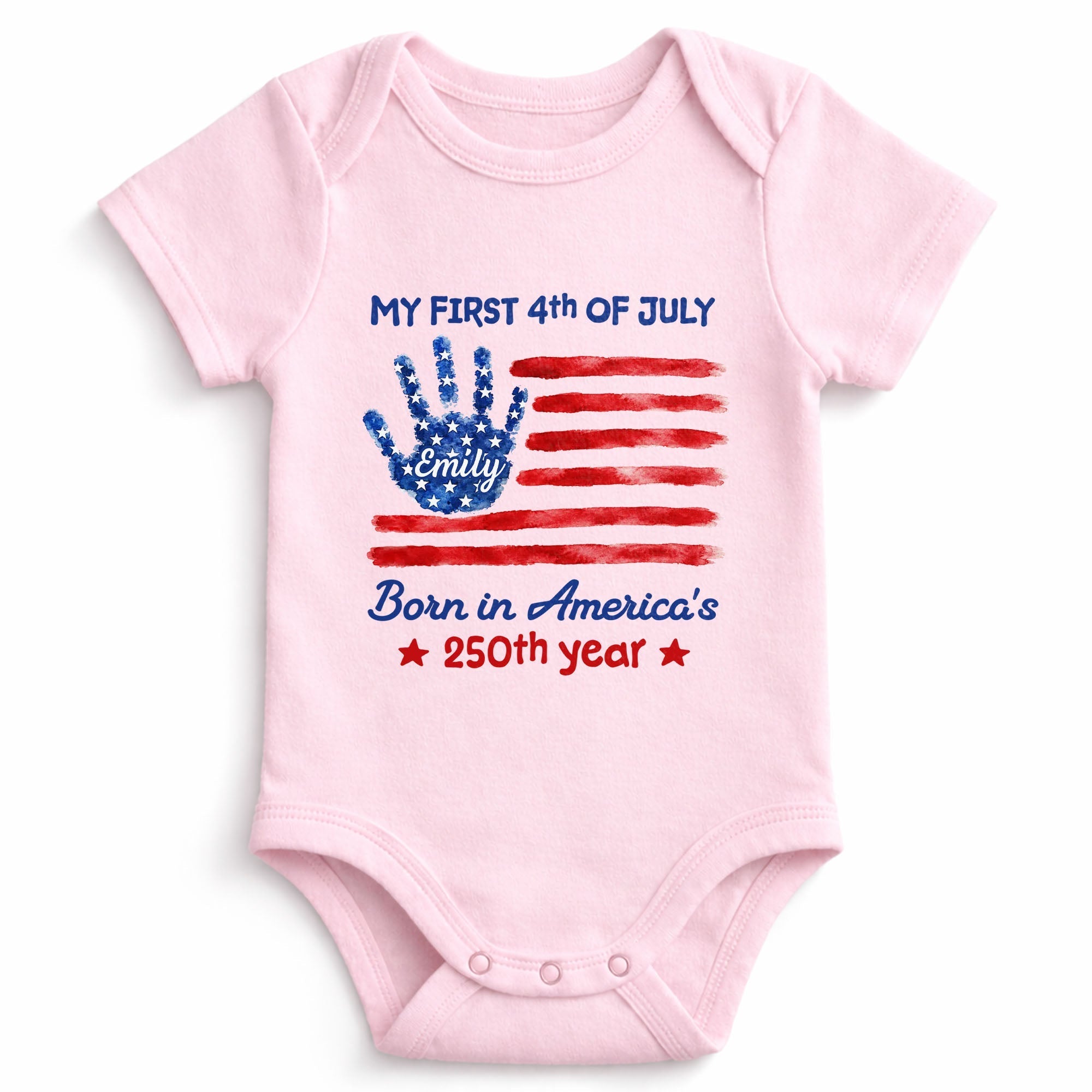 Personalized 4th of July Handprint Baby Onesie Custom Name Gift