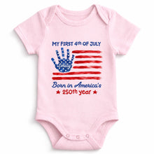 Load image into Gallery viewer, Personalized 4th of July Handprint Baby Onesie Custom Name Gift
