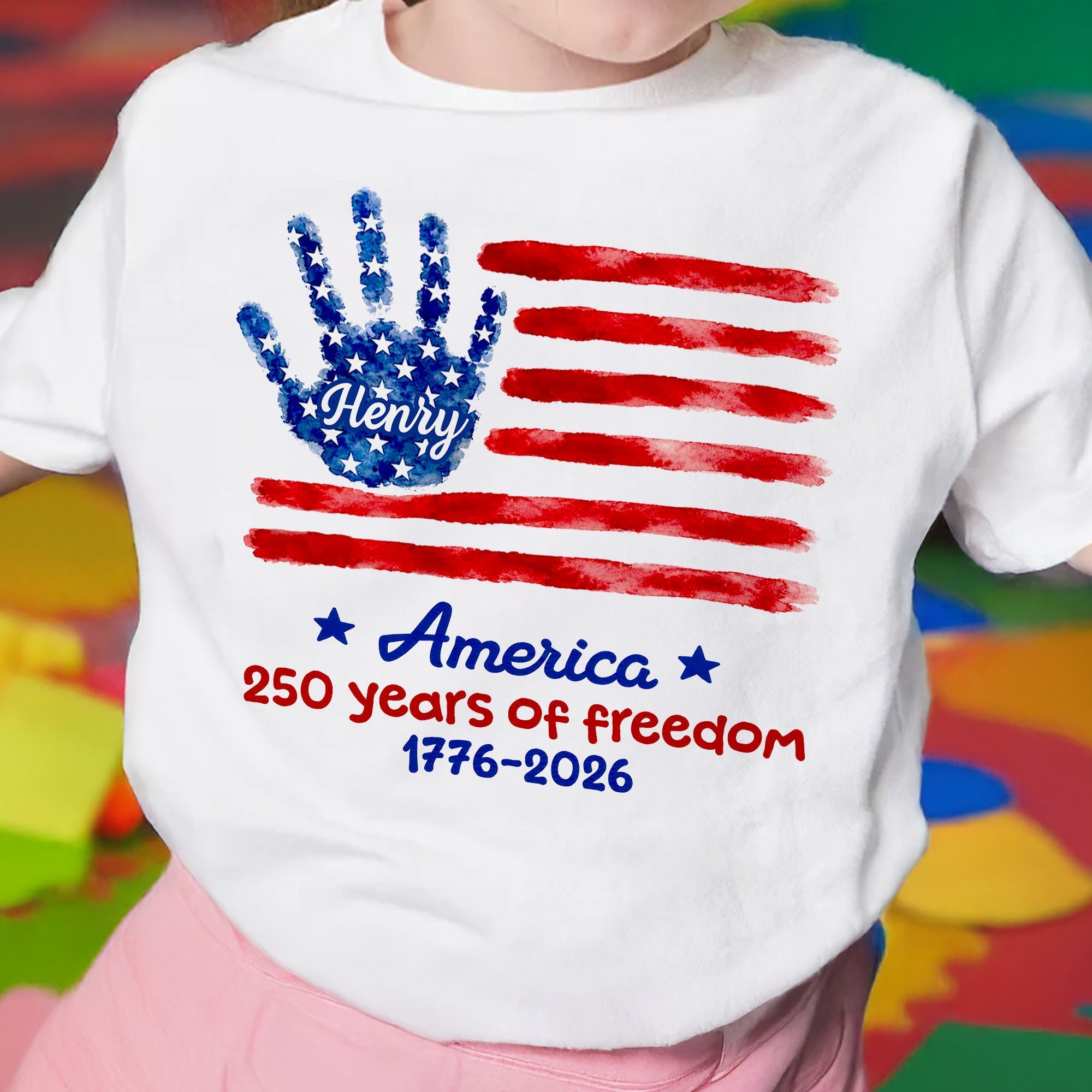 Personalized Patriotic Handprint Youth T-Shirt for Kids
