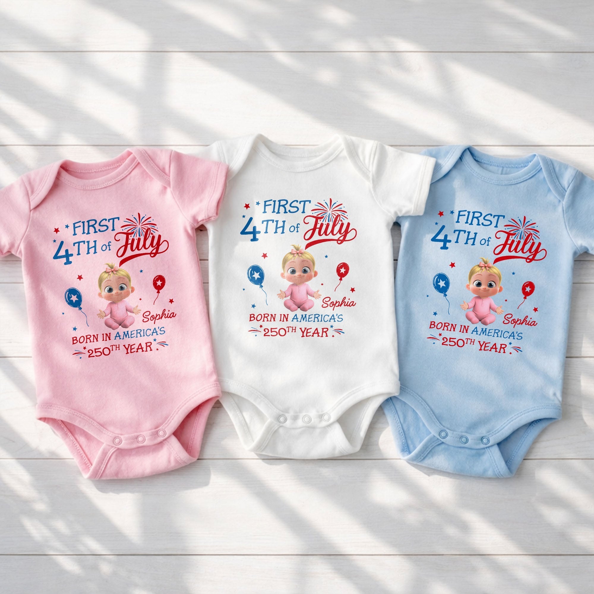 Personalized Baby Onesie 4th of July Custom Name Gift for Kids
