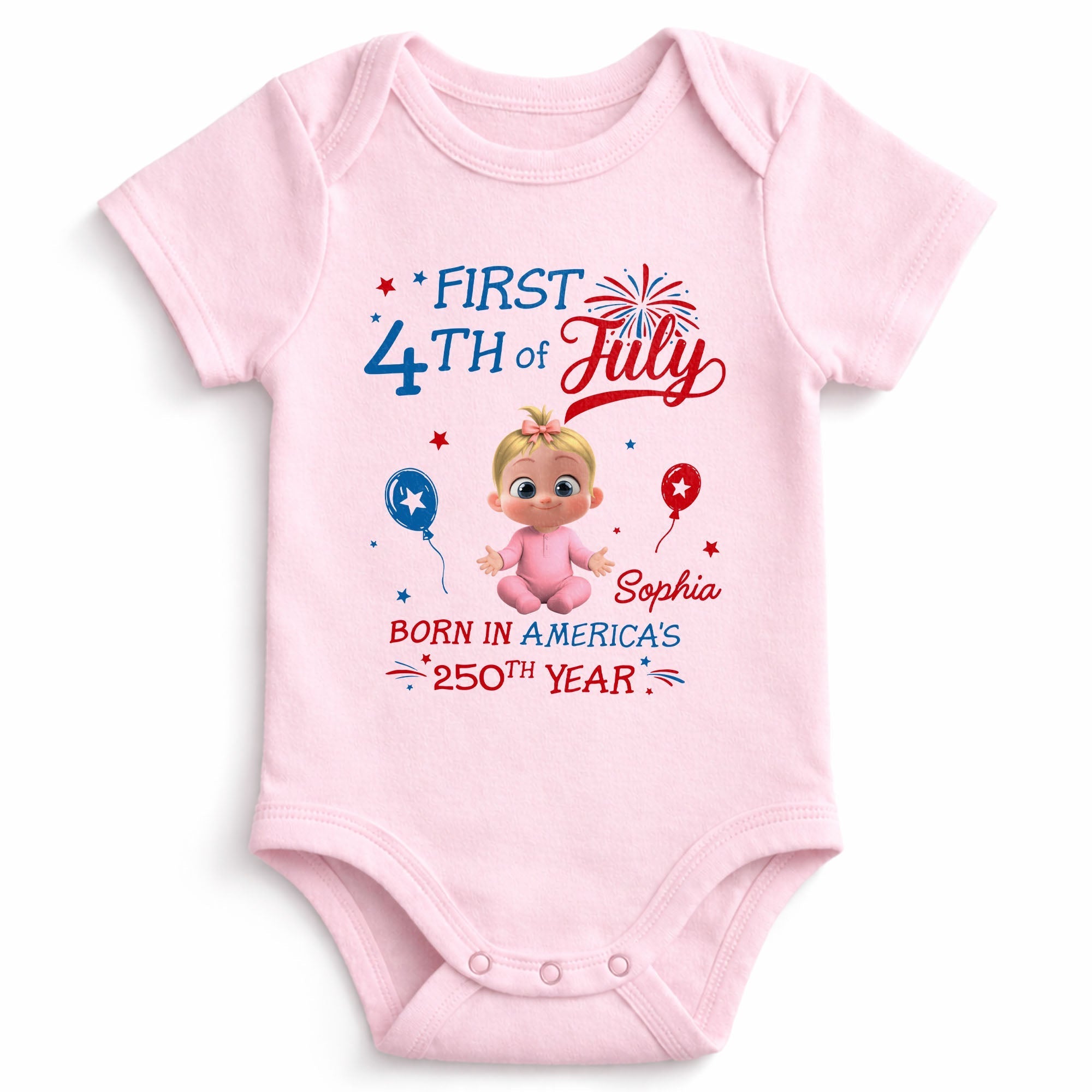 Personalized Baby Onesie 4th of July Custom Name Gift for Kids