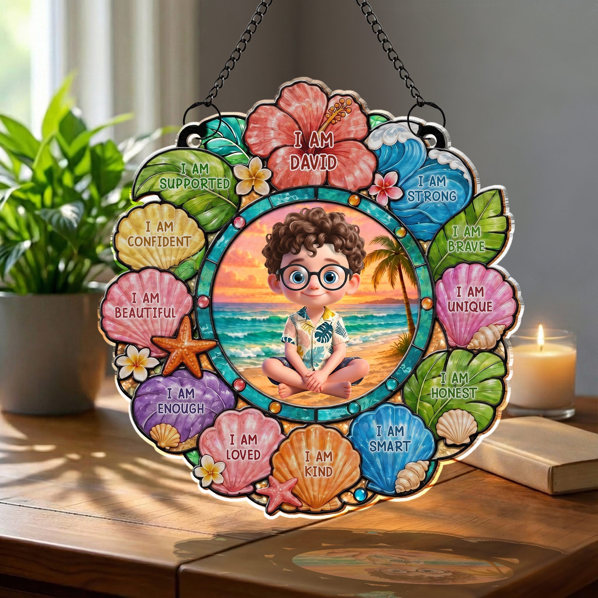 Custom Personalized Suncatcher for Kids with Name - Beach Theme Gift