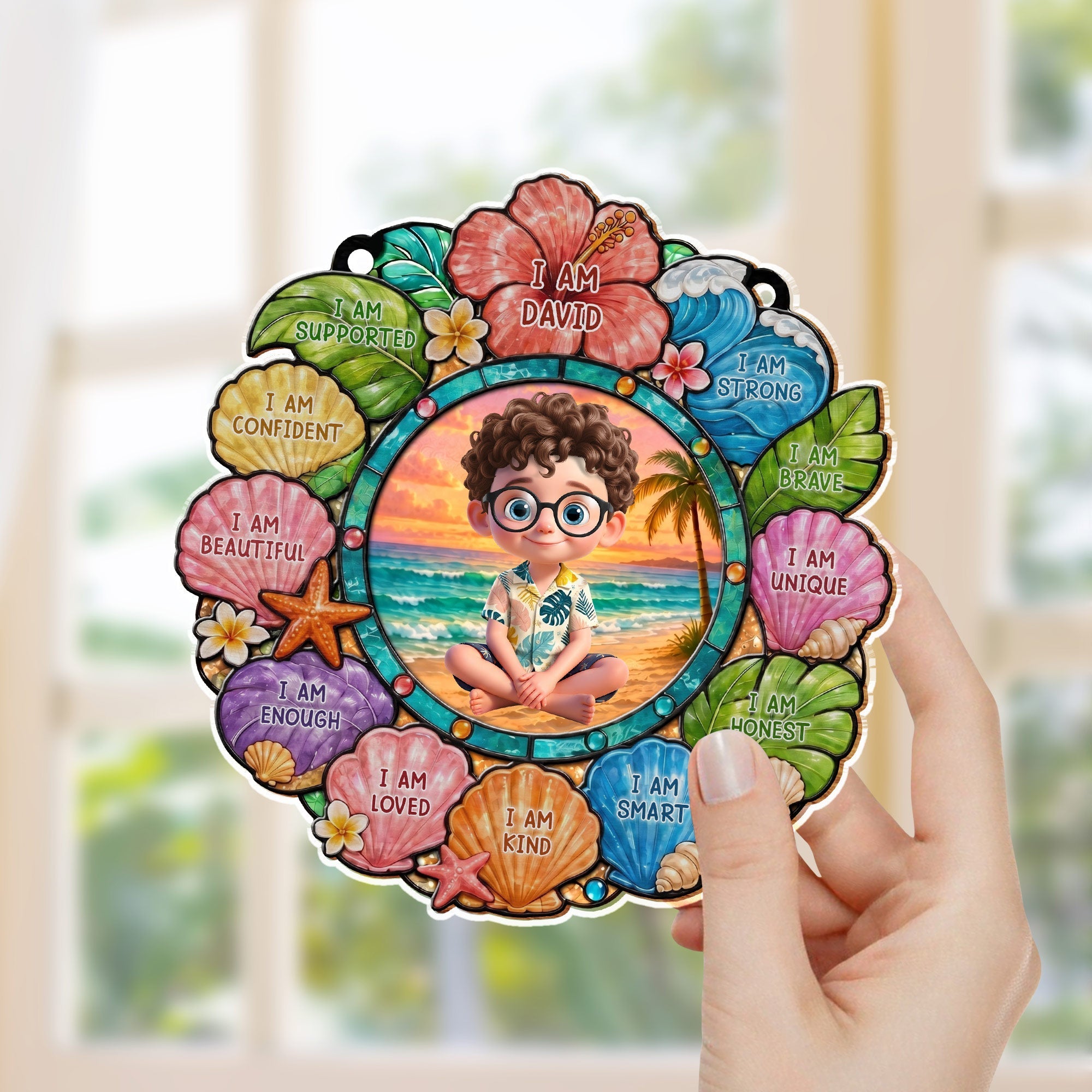 Custom Personalized Suncatcher for Kids with Name - Beach Theme Gift
